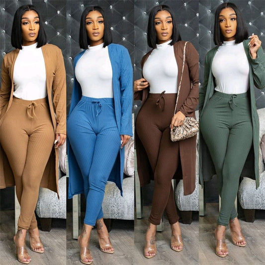 Fast Shipping Wholesale spring coats for women long pants for women female long sleeve pants set casual two piece sets