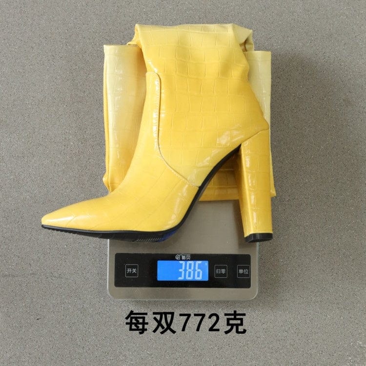 Female Over the Knee High Heel Boots Sexy Gradient Pointed Toe Thick Heel Knee Boots for Ladies High Quality Chengdu Shoes