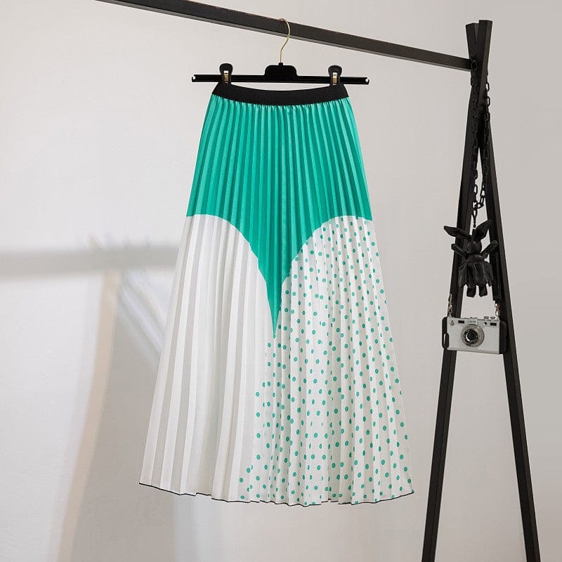 Free / 137 Summer Midi Skirts Women Printed Elastic High Waist A Line Swing Pleated Skirt