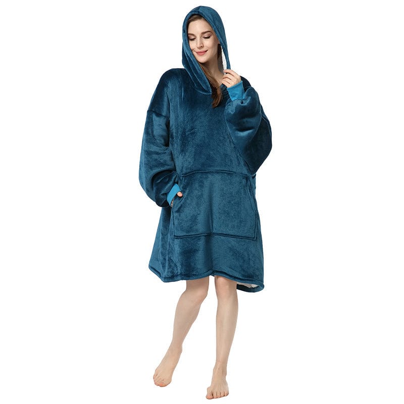 FREE / Blue 2 women's winter ladies warm fleece flannel hoodie sleeping dressing gown clothes loungewear pajamas homewear home wear for winter