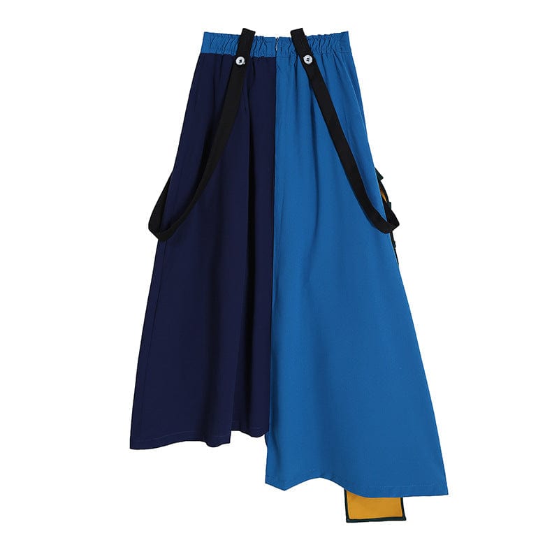 Free / Blue New Women's Midi Skirt High Waist Irregular Casual Blue Long Skirts