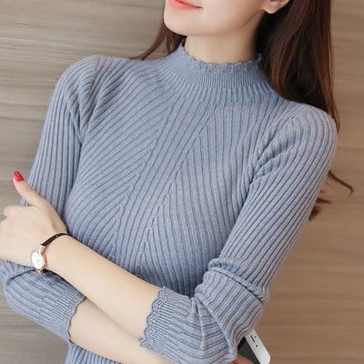 Free / Gray Oem  Fall Clothes Design Women Blouse Ladies Custom Knitted Woman Sweater