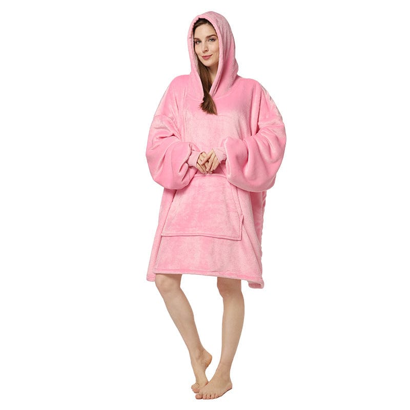 FREE / Pink women's winter ladies warm fleece flannel hoodie sleeping dressing gown clothes loungewear pajamas homewear home wear for winter