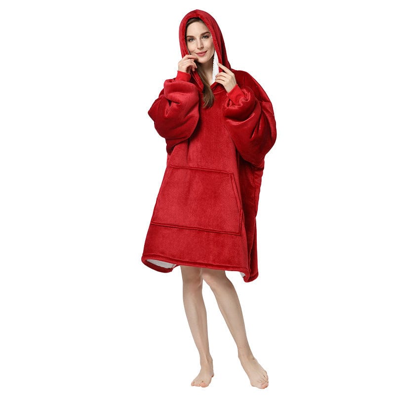 FREE / Red women's winter ladies warm fleece flannel hoodie sleeping dressing gown clothes loungewear pajamas homewear home wear for winter