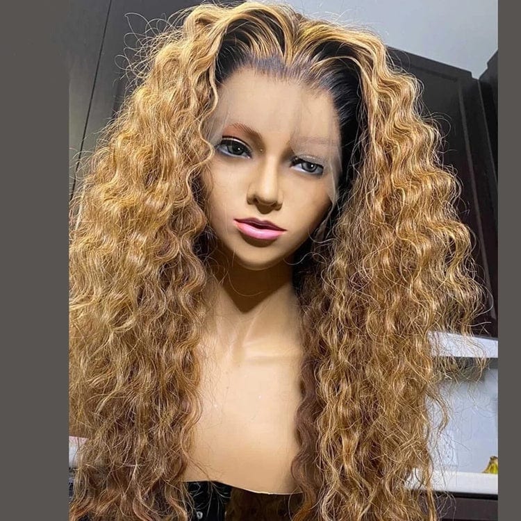 Full Lace Wig Preplucked Bleached Knots Human Hair Highlight Glueless Honey Brown 100% Human HD Lace Wig