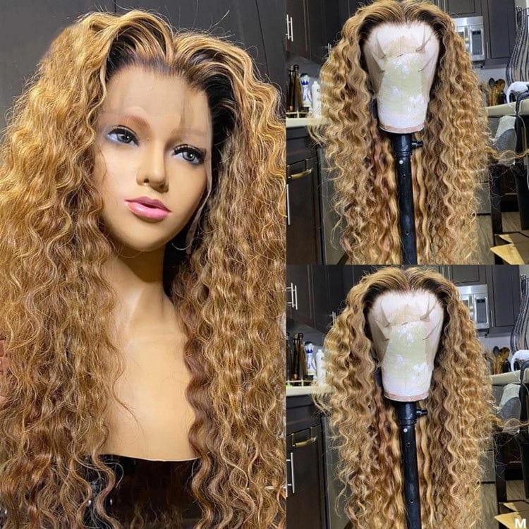 Full Lace Wig Preplucked Bleached Knots Human Hair Highlight Glueless Honey Brown 100% Human HD Lace Wig