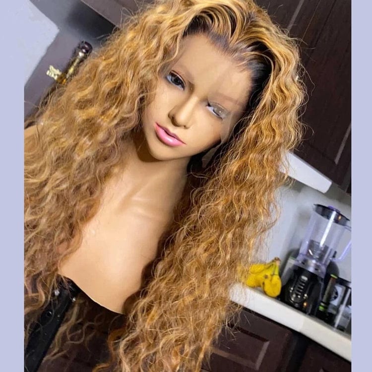 Full Lace Wig Preplucked Bleached Knots Human Hair Highlight Glueless Honey Brown 100% Human HD Lace Wig