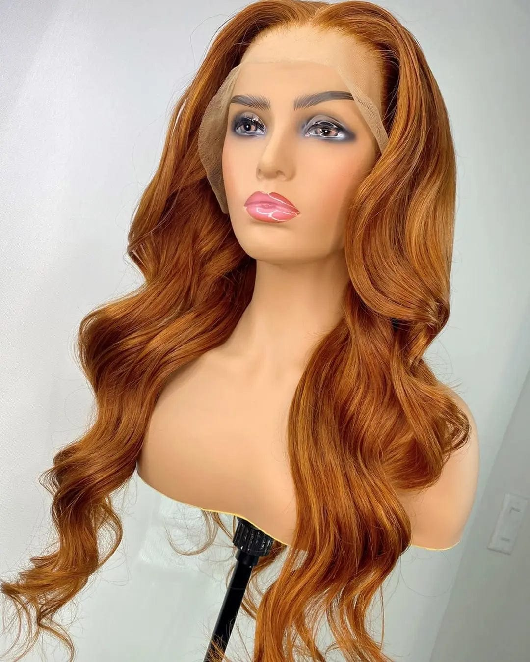 Ginger Orange Long Baby Wave Pre-plucked Brazilian Cuticle Aligned Human Hair Lace Front Wigs