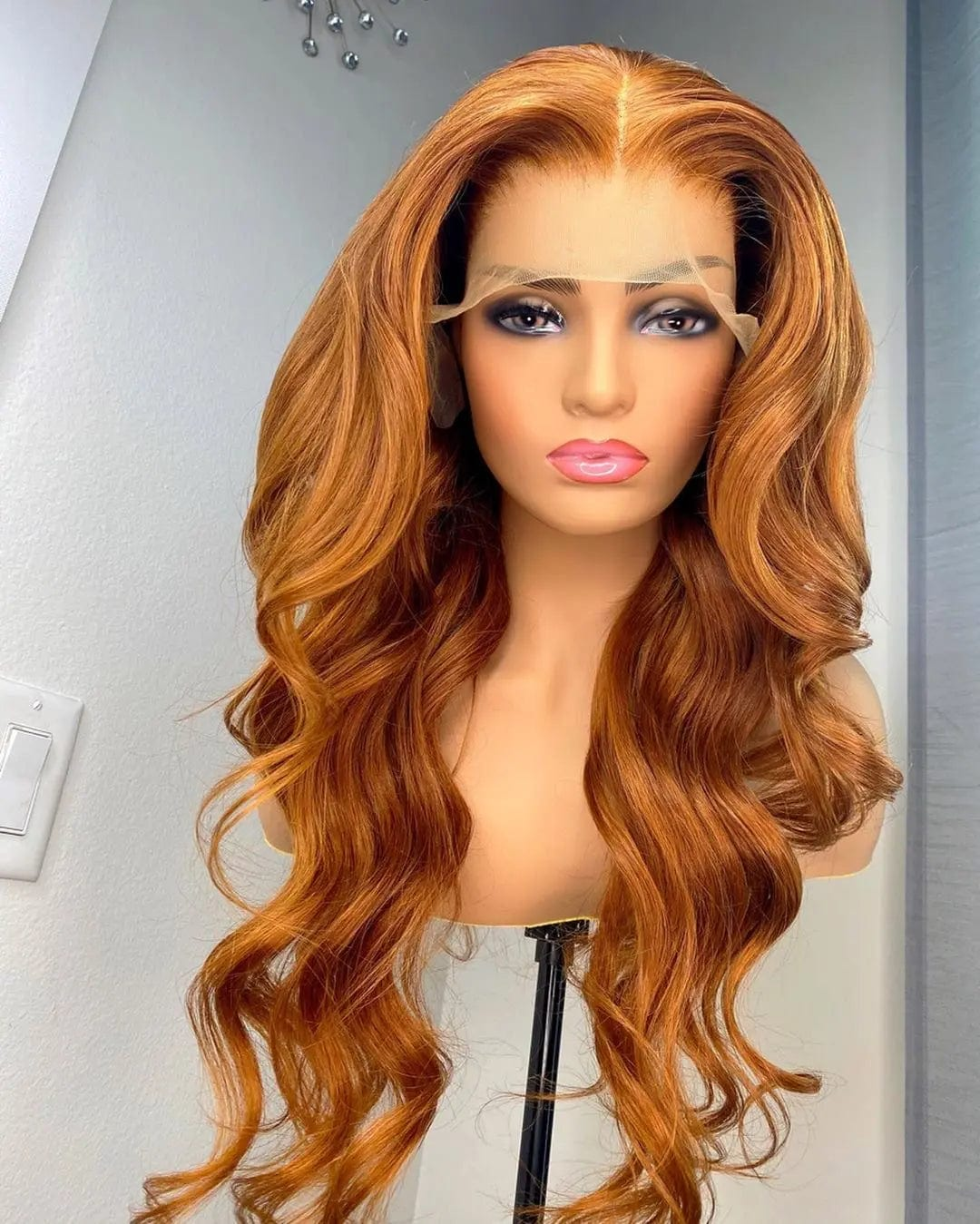 Ginger Orange Long Baby Wave Pre-plucked Brazilian Cuticle Aligned Human Hair Lace Front Wigs