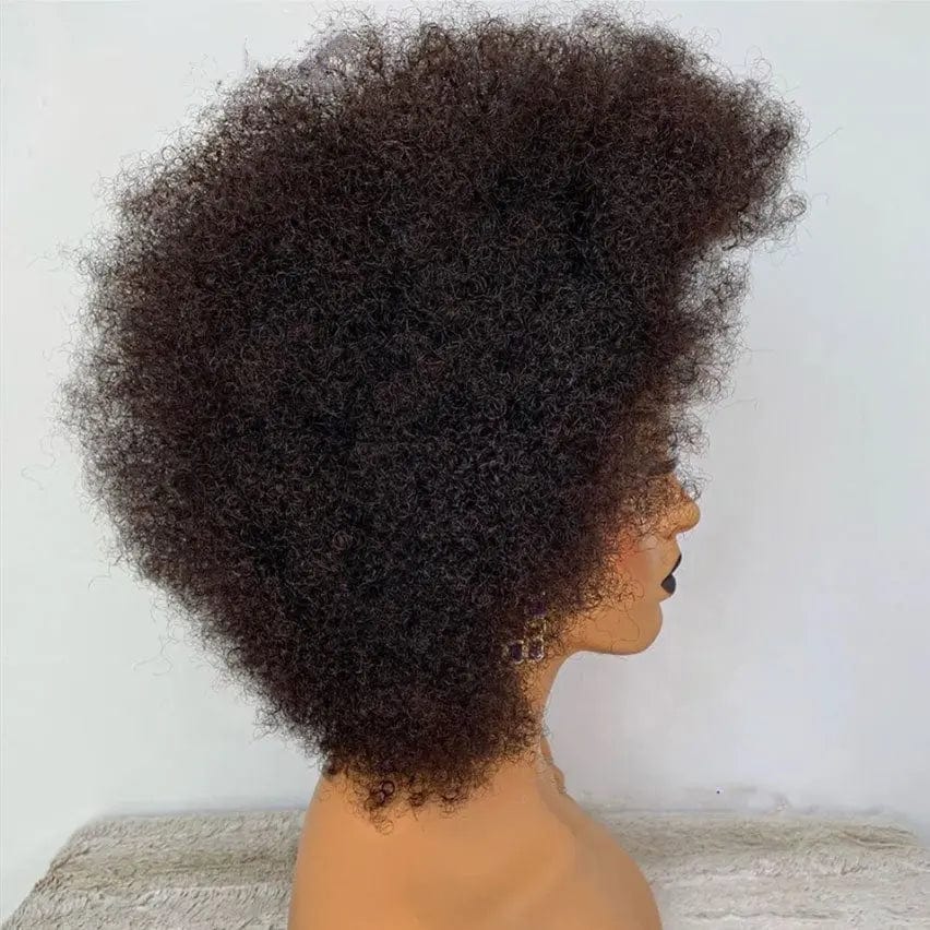 Glueless Afro Kinky Curly Wig Boom Hair Pre Plucked Cuticle Aligned Virgin Hair Natural Black Lace Front Wigs