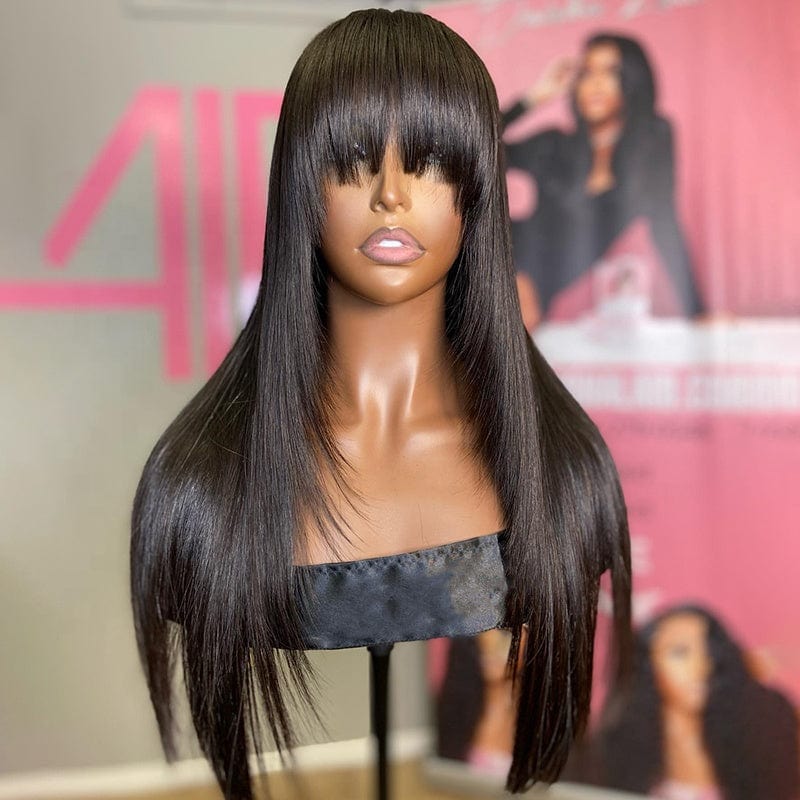 Glueless Brazilian Bob Wigs Cuticle Aligned Virgin Human Hair Lace Front Bone Straight Frontal Wig For Black Women With Fringe