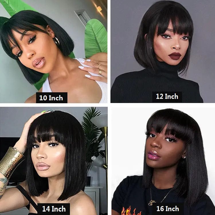 Glueless Brazilian Short Bob Wig With Bangs