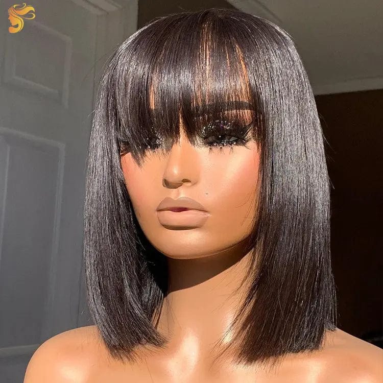 Glueless Brazilian Short Bob Wig With Bangs