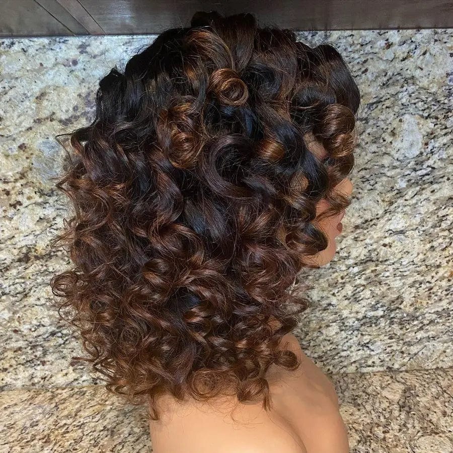 Glueless Curly Chocolate Brown Brazilian Virgin Cuticle Aligned Human Hair 13*6 Lace Front Wig