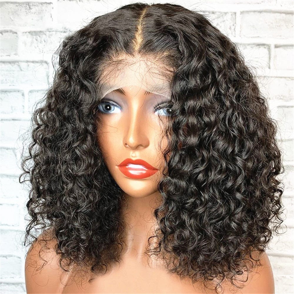 Glueless Short Curly Bob Virgin Brazilian Human Hair HD lace Lace Front Wig With Baby Hair