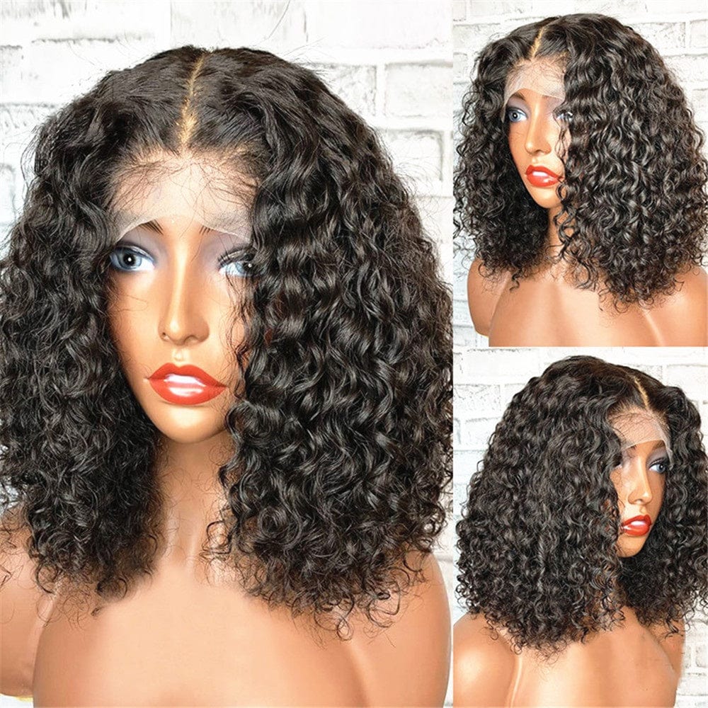 Glueless Short Curly Bob Virgin Brazilian Human Hair HD lace Lace Front Wig With Baby Hair