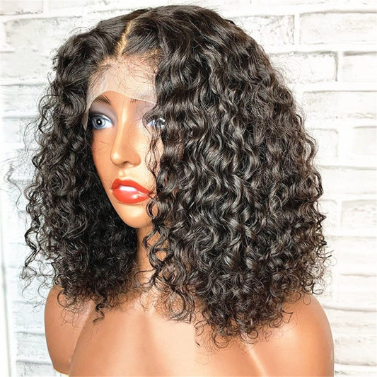 Glueless Short Curly Bob Virgin Brazilian Human Hair HD lace Lace Front Wig With Baby Hair