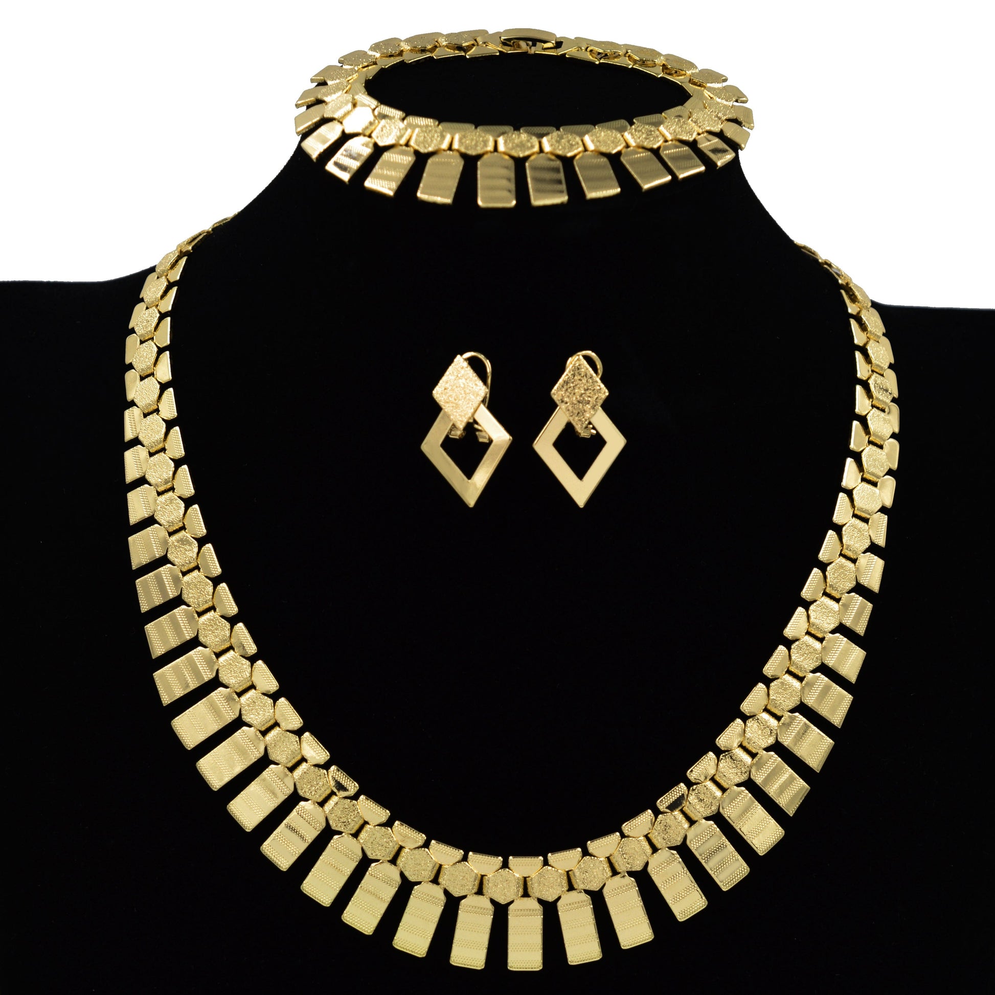 Gold African high quality copper Women wedding party big accessories for women 14K gold jewelry set