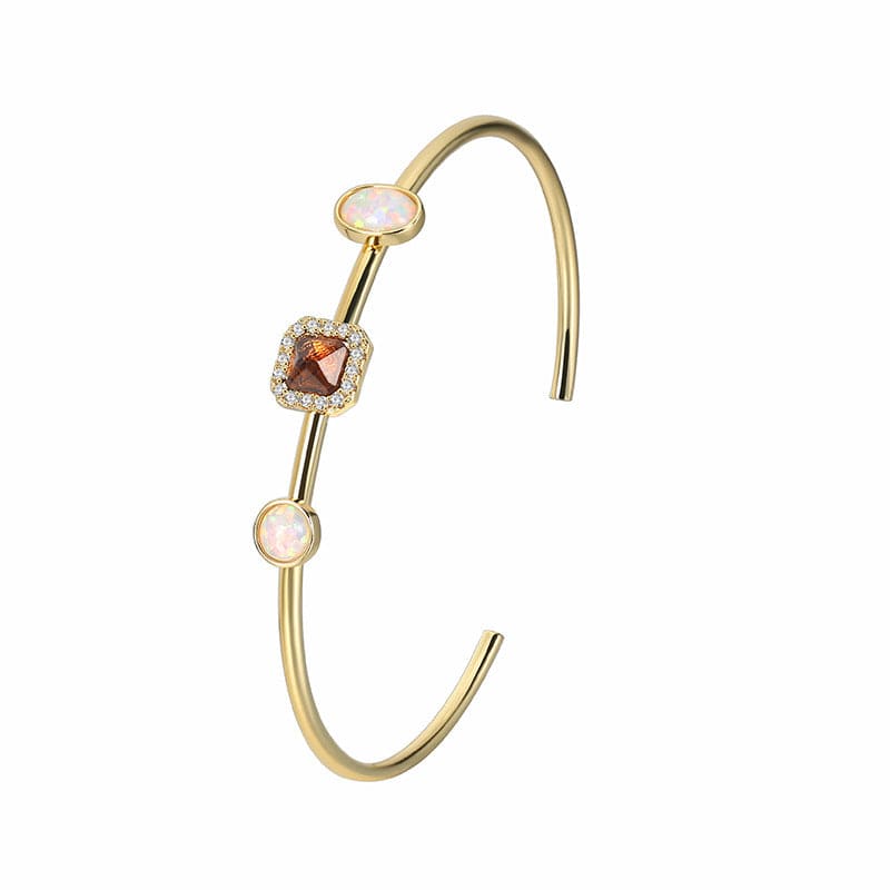 Gold-CYB0086 Light luxury all-match opal stone bracelet jewelry women's opening adjustable synthetic gemstone gold-plated jewelry