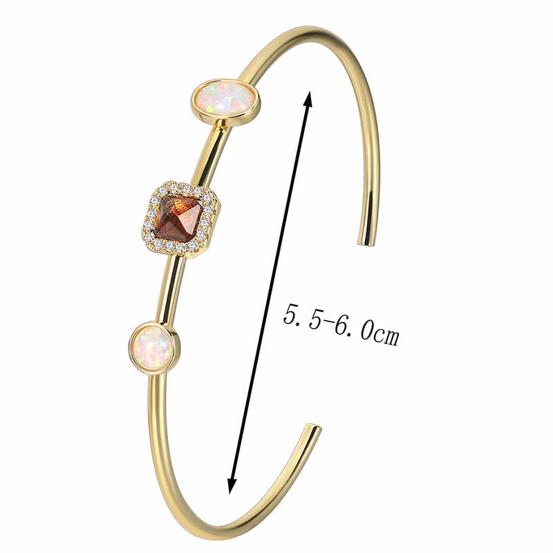 Gold-CYB0086 Light luxury all-match opal stone bracelet jewelry women's opening adjustable synthetic gemstone gold-plated jewelry