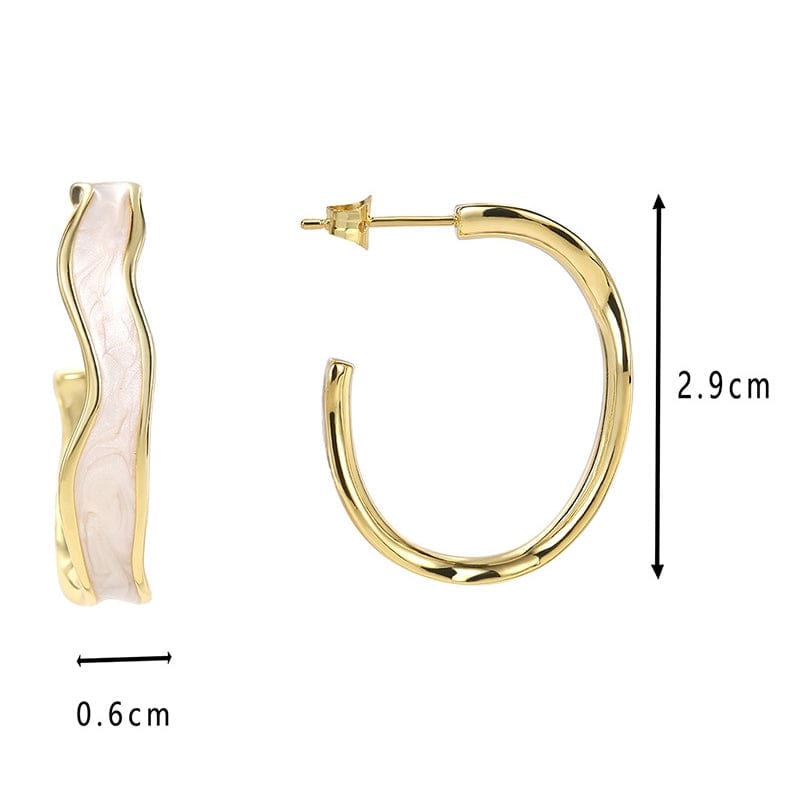 Gold-CYE0341 Fashion jewelry exaggerated C-shaped copper gold-plated metal earrings female INS wind drop oil earrings waterproof 2023