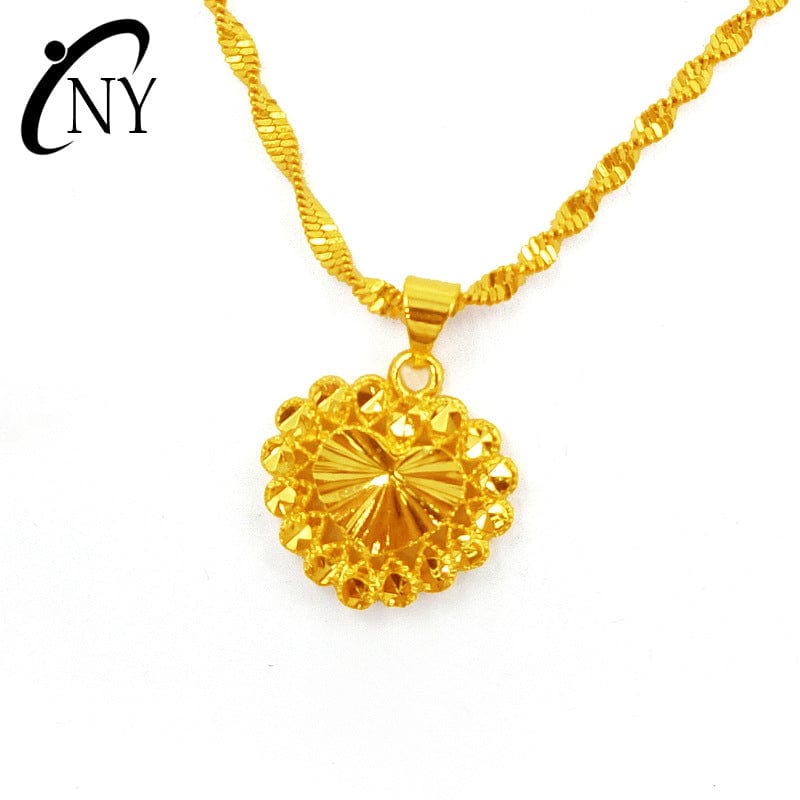 Gold Dropshipping Fashion Gold Necklace for Women Wedding Jewelry Heart Shaped Pendant Necklace Choker Fine Jewelry Gifts