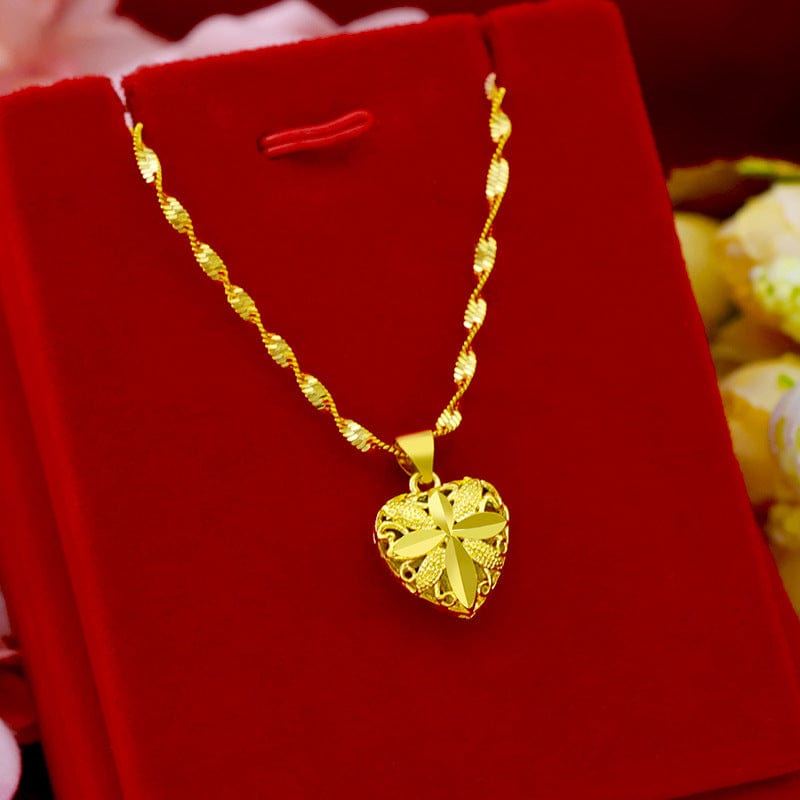 Gold Dropshipping Fashion Gold Necklace for Women Wedding Jewelry with Pendant Necklace Choker Heart Shaped Ethnic Chain Gifts