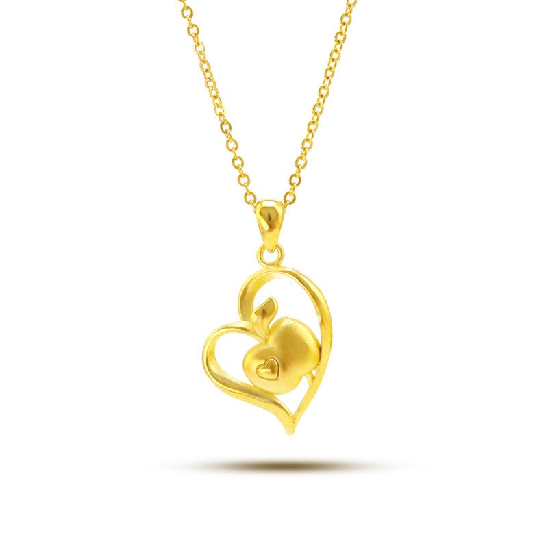 Gold Fashion 24K Gold Pendant Necklaces For Women Wedding Engagement Jewelry Heart Apple Shape Yellow Gold Chain Necklace Choker