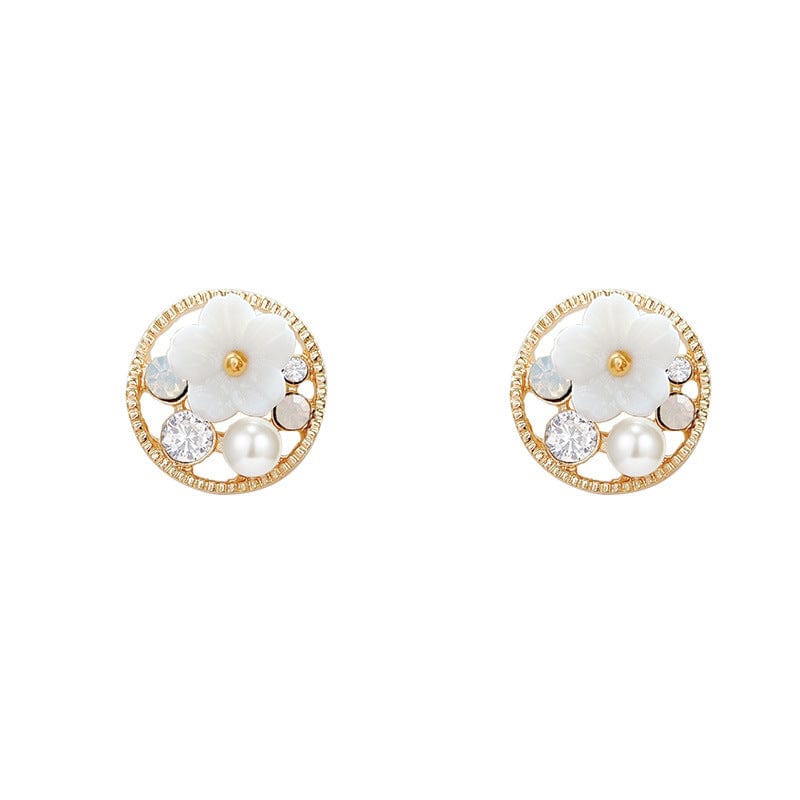 Gold Fashion Art Palace Restoring Ancient Super Fairy Flowers Stud Earrings Circle Contracted Earrings Jewelry Accessories