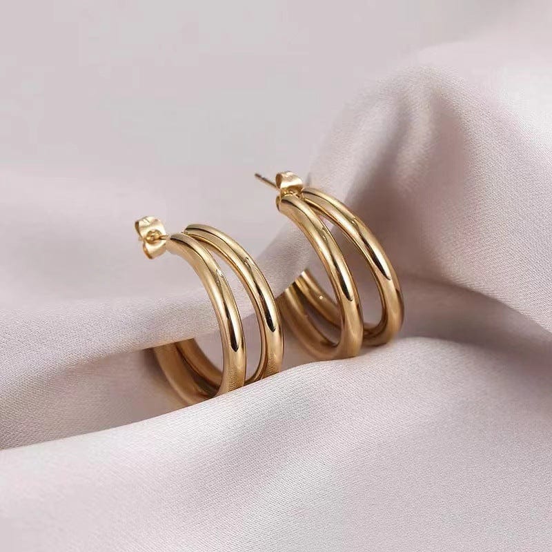 Gold In Stock 14K Gold Plated Gold Silver Post Split Huggie C-Earrings In White/Yellow Gold Earrings for Women