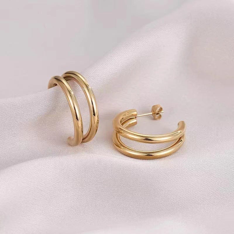 Gold In Stock 14K Gold Plated Gold Silver Post Split Huggie C-Earrings In White/Yellow Gold Earrings for Women