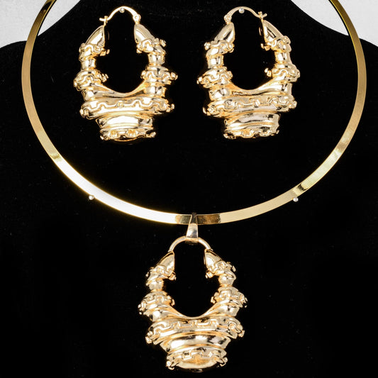 Gold Indian high quality copper Women wedding party big pakistani gold jewelry sets