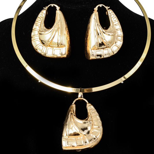 Gold Indian high quality copper Women wedding party big pakistani gold jewelry sets