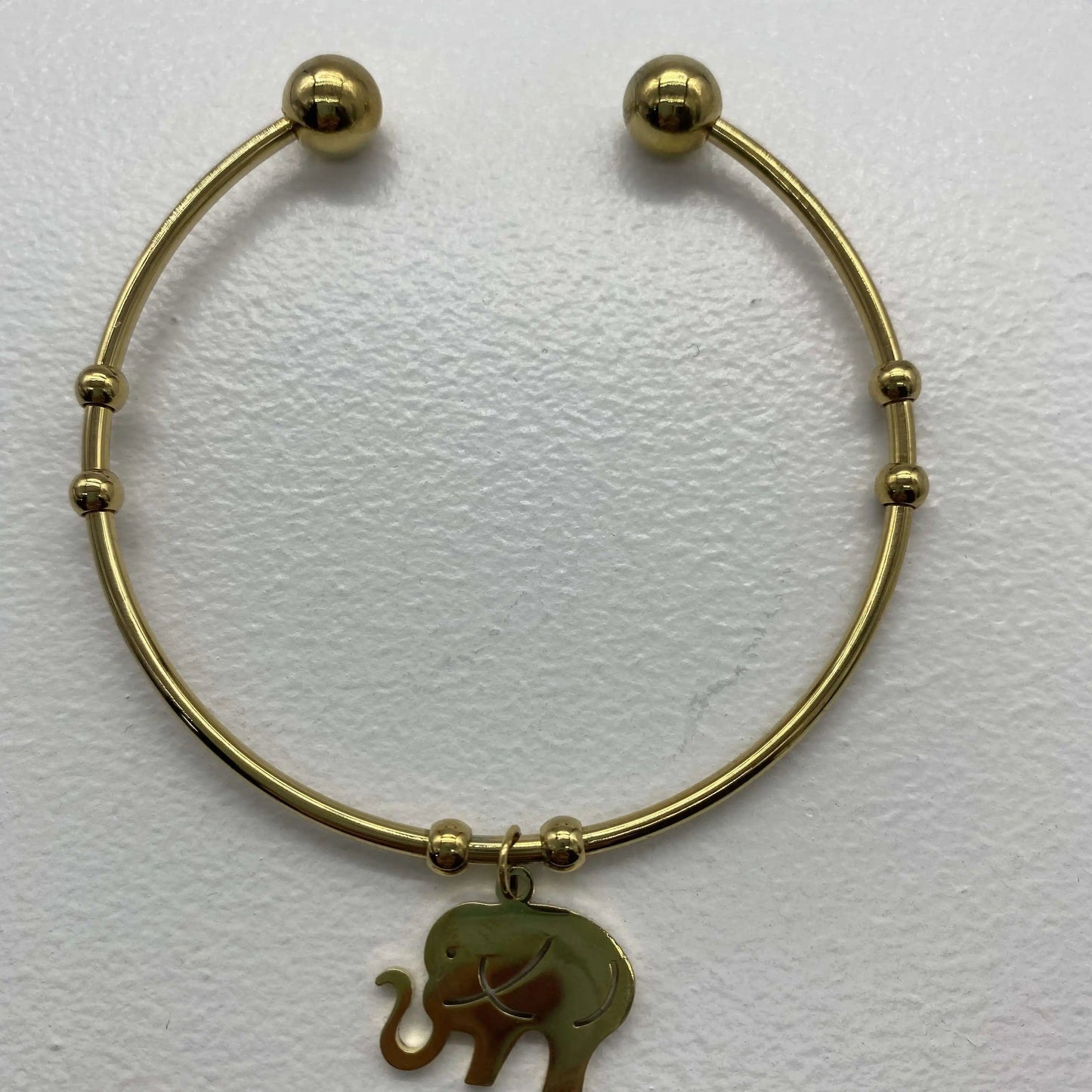 Gold New Men Women Fashion Stainless Steel Elephant Charm Bangle Gold Plated Animalism Adorable Elephant Cuff Bangle Bracelet