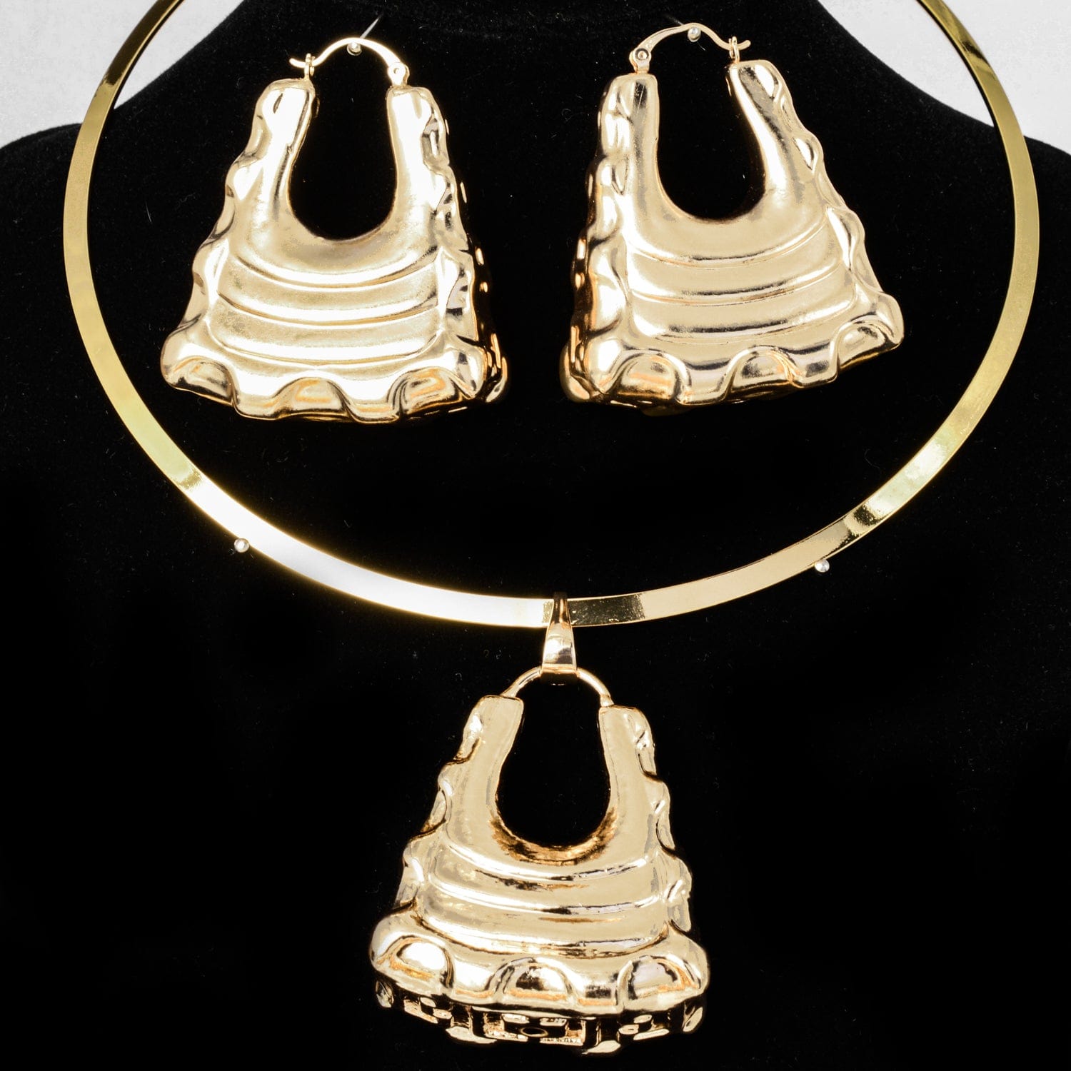 Gold Nigerian high quality copper Women wedding party big fashion jewelry sets