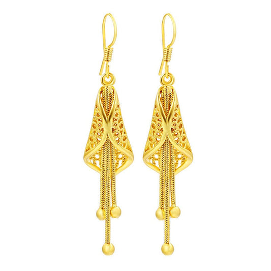 Gold Not Fade 22K Gold Jewelry Earring for Women Leaf Fringes Bizuteria Argent Bijoux Joyas Bijoux Femme Orecchini Garnet Jewelry