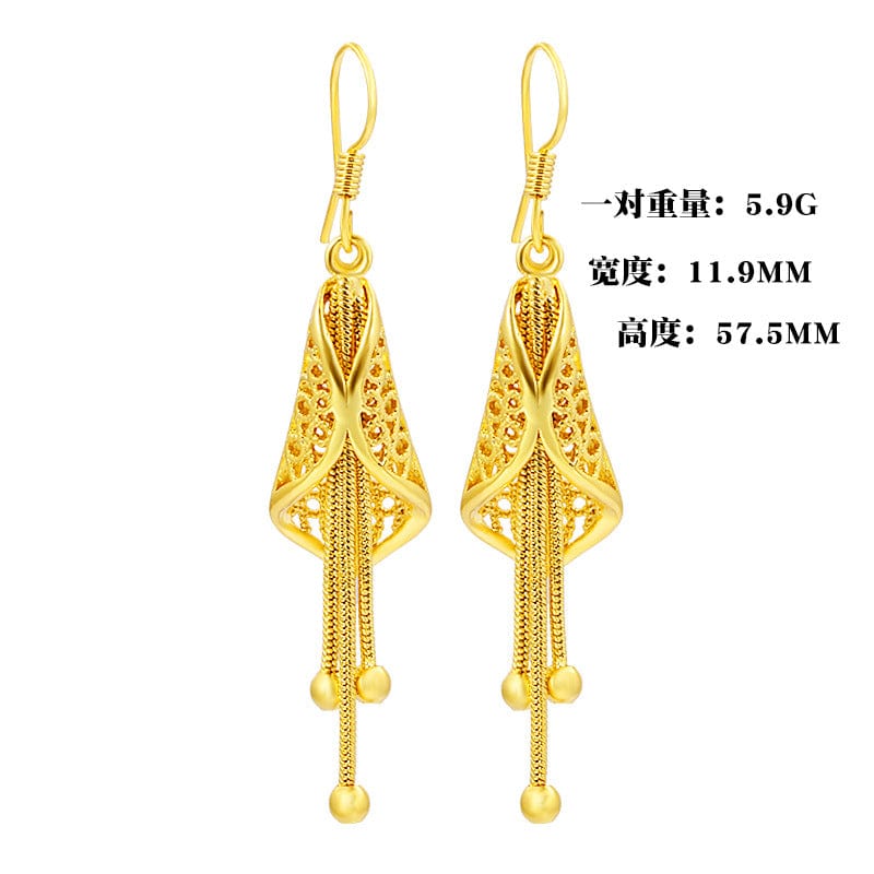 Gold Not Fade 22K Gold Jewelry Earring for Women Leaf Fringes Bizuteria Argent Bijoux Joyas Bijoux Femme Orecchini Garnet Jewelry