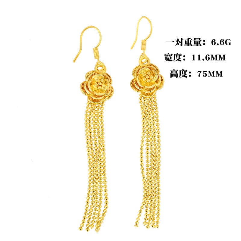 Gold Not Fade 22K Gold Jewelry Earring for Women Leaf Fringes Bizuteria Argent Bijoux Joyas Bijoux Femme Orecchini Garnet Jewelry