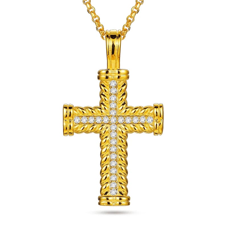 Gold OEM ODM Christian Jewelry 925 Sterling Silver VV Moissanite Diamond Cross Pendant Necklace With GRA Certificate