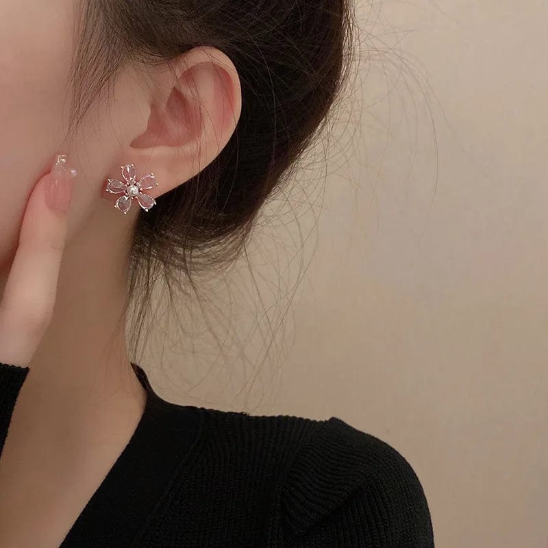 Gold Plated 14K Gold Long Tassel Zircon Flower Earrings Women Sweet Temperament Wedding Jewelry Accessories