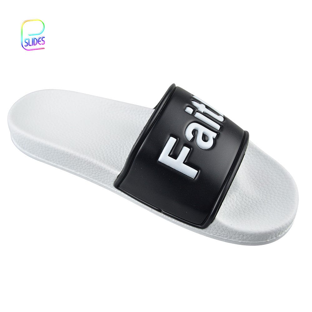 Good Quality Indoor Outdoor PVC Blank Sandals Women Embossed Custom Logo Slides Men Slippers Wholesale