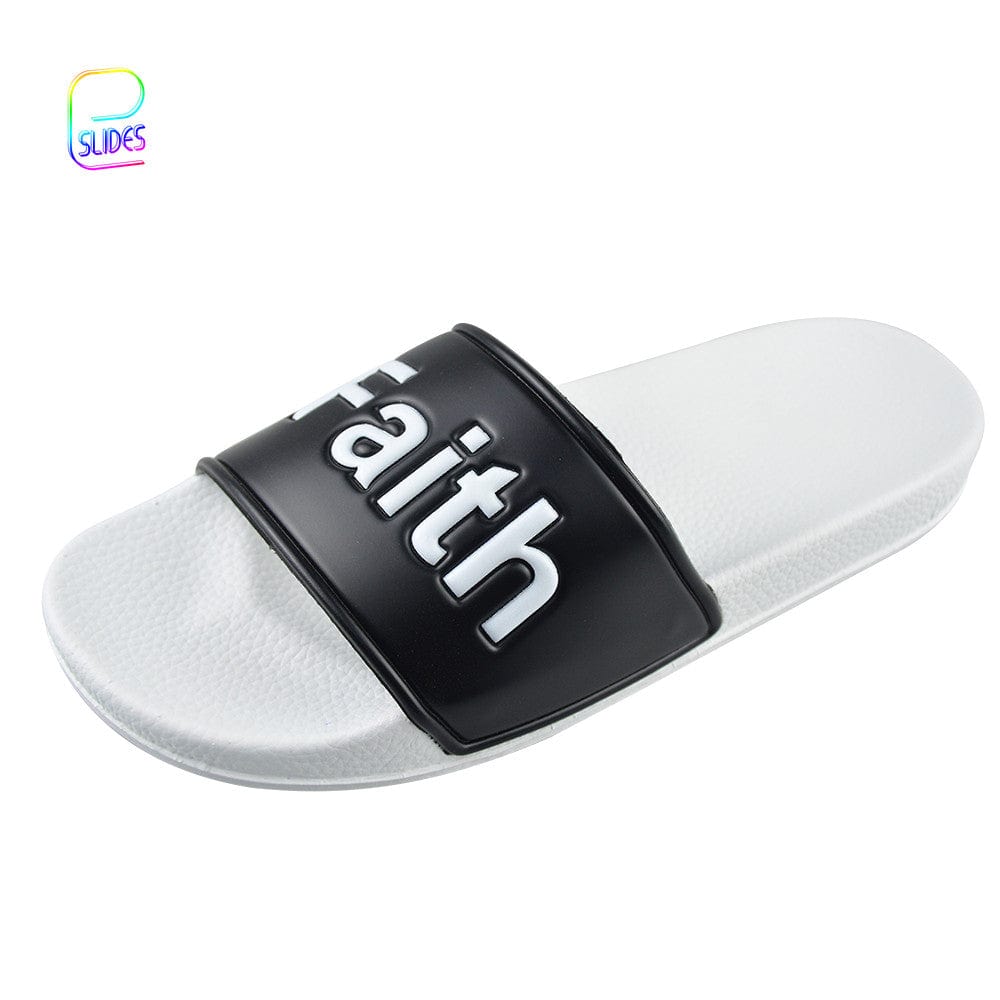 Good Quality Indoor Outdoor PVC Blank Sandals Women Embossed Custom Logo Slides Men Slippers Wholesale