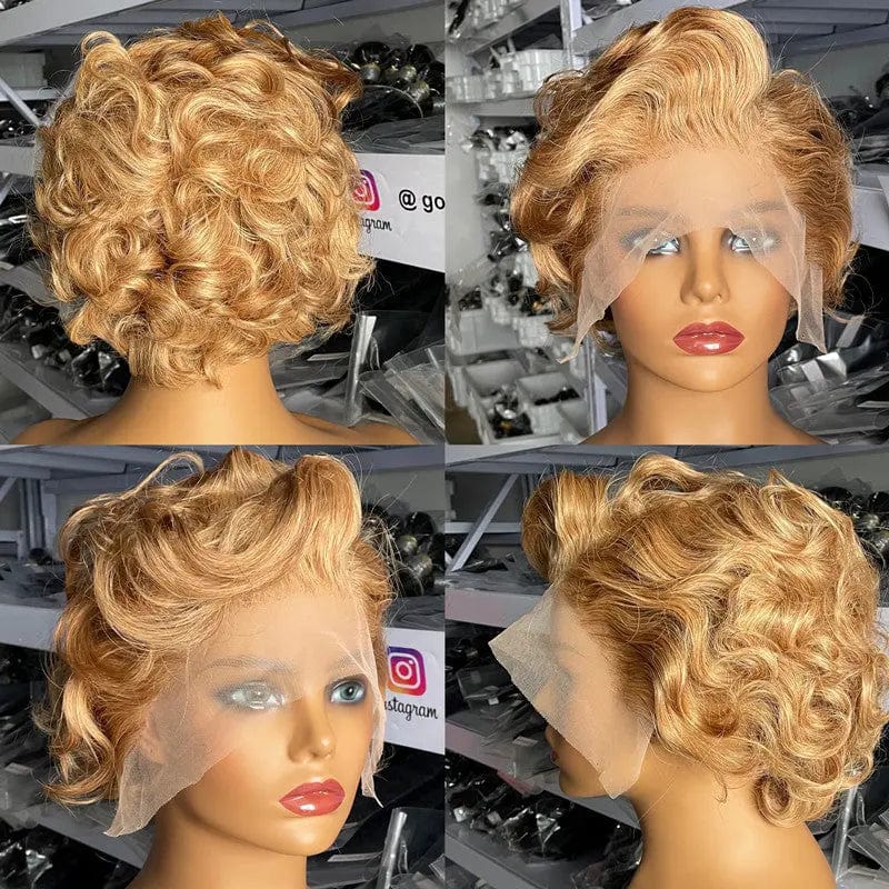 Goodluck Pixie Cut Wig Human Hair Curly Bob