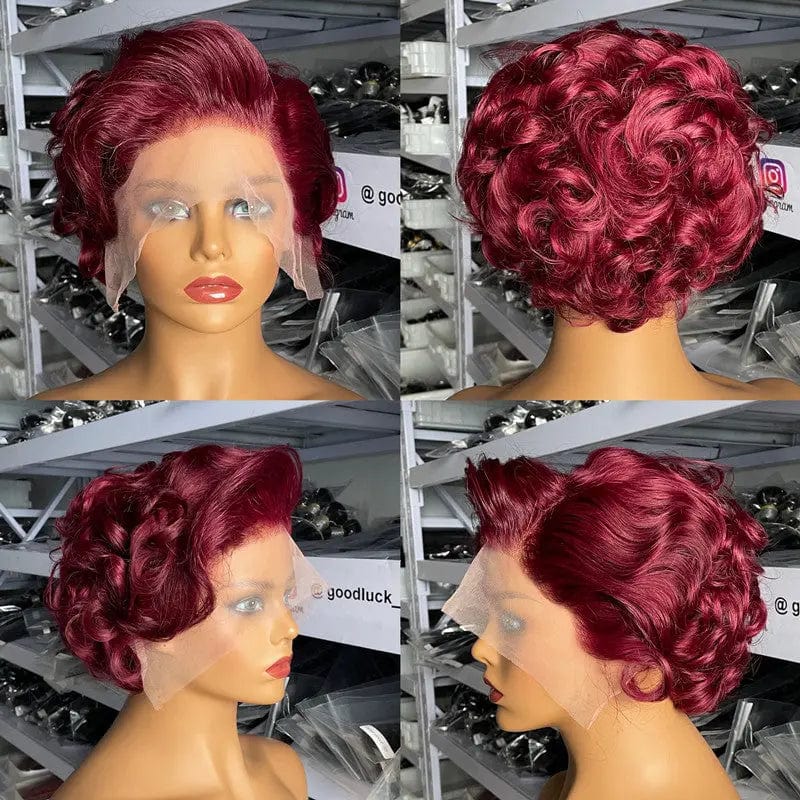 Goodluck Pixie Cut Wig Human Hair Curly Bob