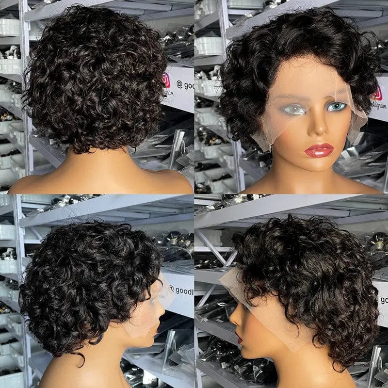 Goodluck Pixie Cut Wig Human Hair Curly Bob