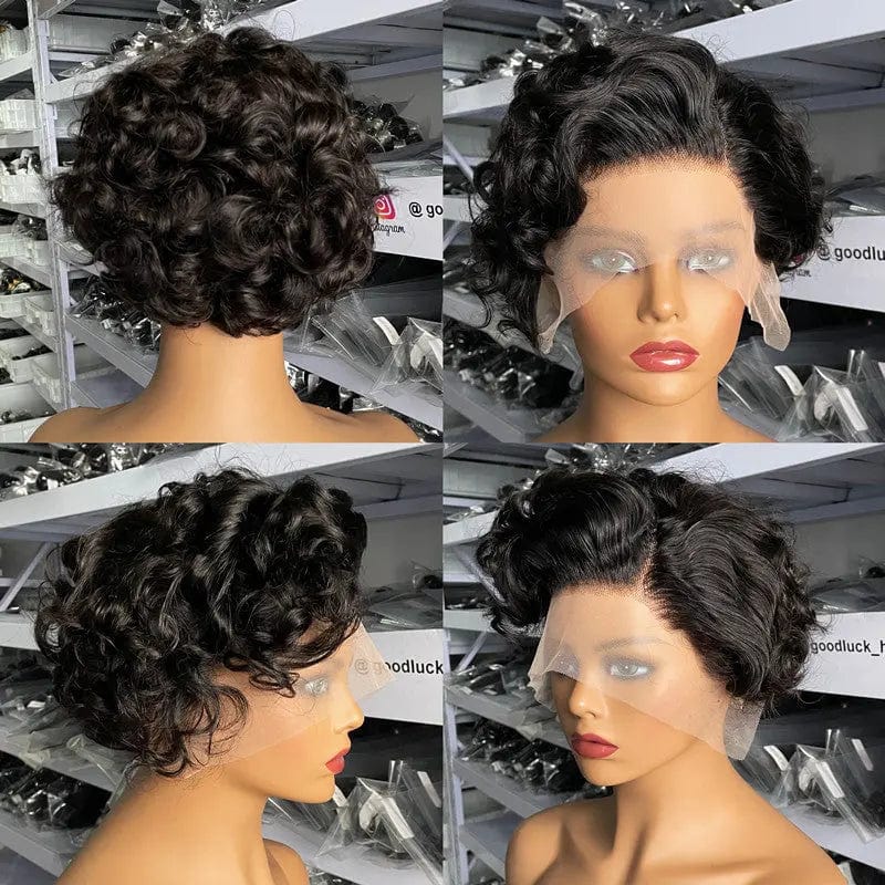 Goodluck Pixie Cut Wig Human Hair Curly Bob