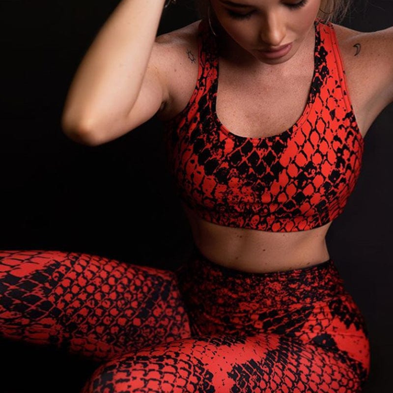 goods in stock! Hot selling new Snake Print vest Pants Set beautiful back Fitness Yoga Set female