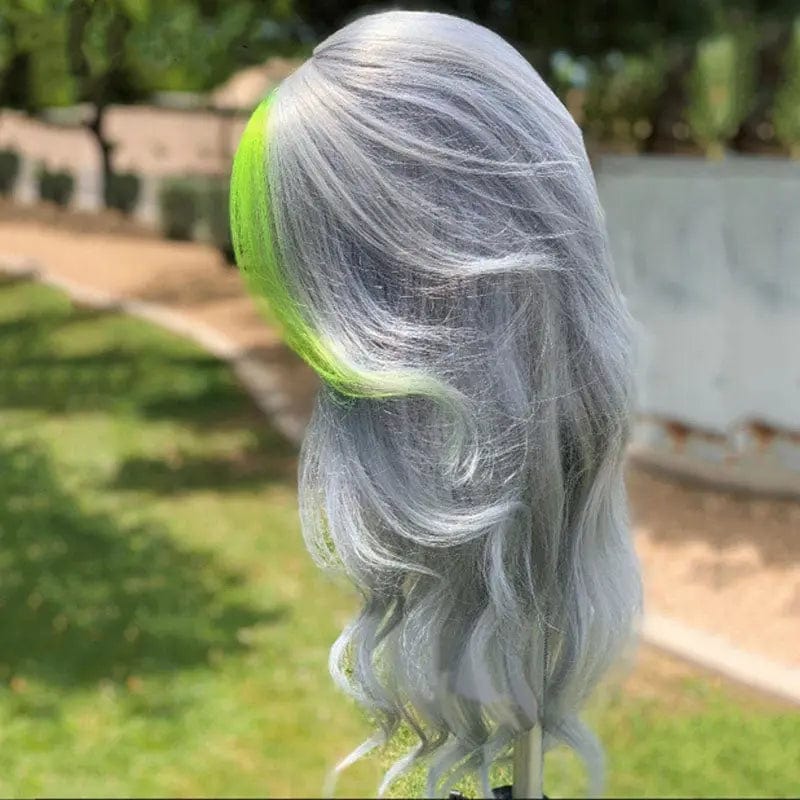 Green Highlight Lace Front Human Hair Wig Body Wave Ombre Grey HD Transparent Lace Frontal Brazilian Human Hair Wigs For Women