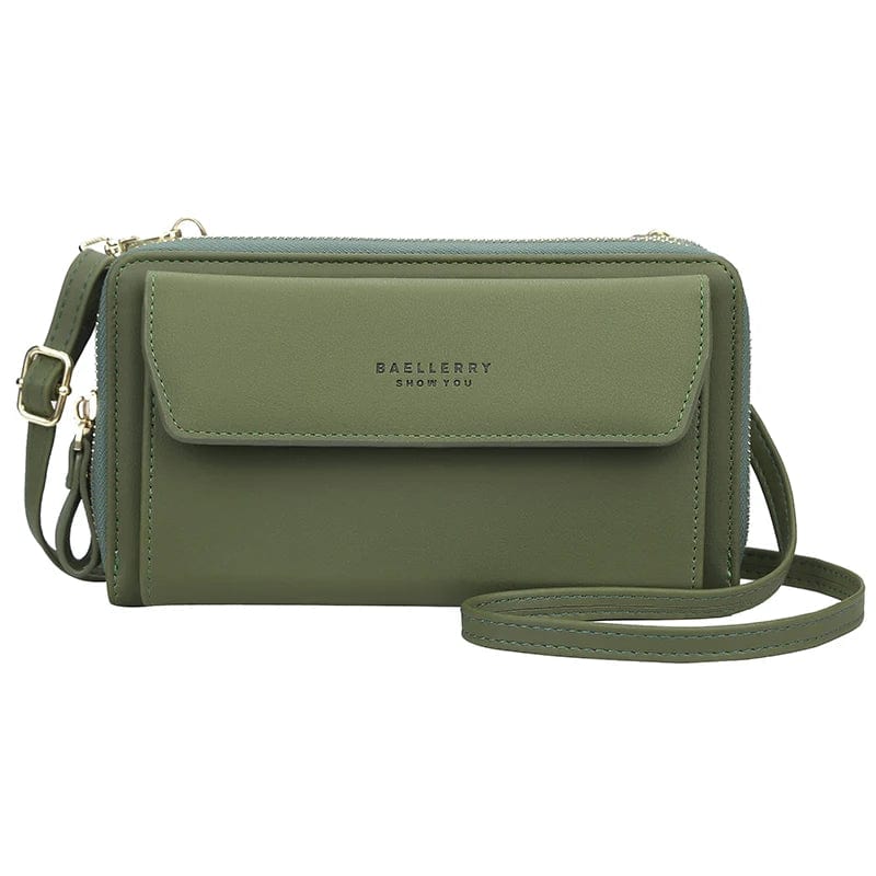 Green New Style Korea Fashion Women Phone Bag With Zipper Diagonal Cross Bag Phone Wallet With Shoulder Strap