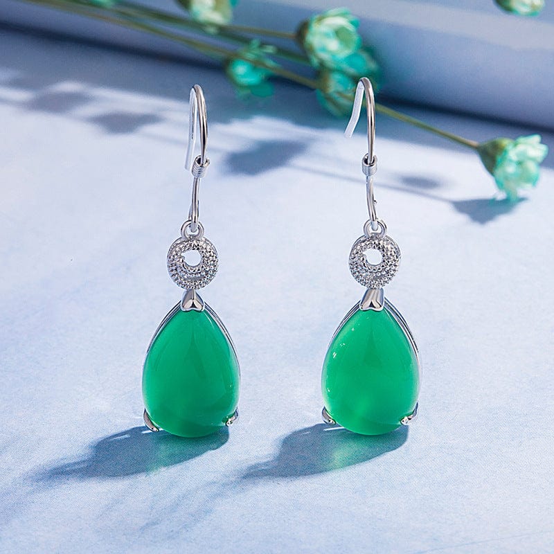 green S925 Silver Plated Earring Emerald Gemstone Jewelry for Women Bizuteria Jewelry Kolczyki Orecchini Drop Earrings